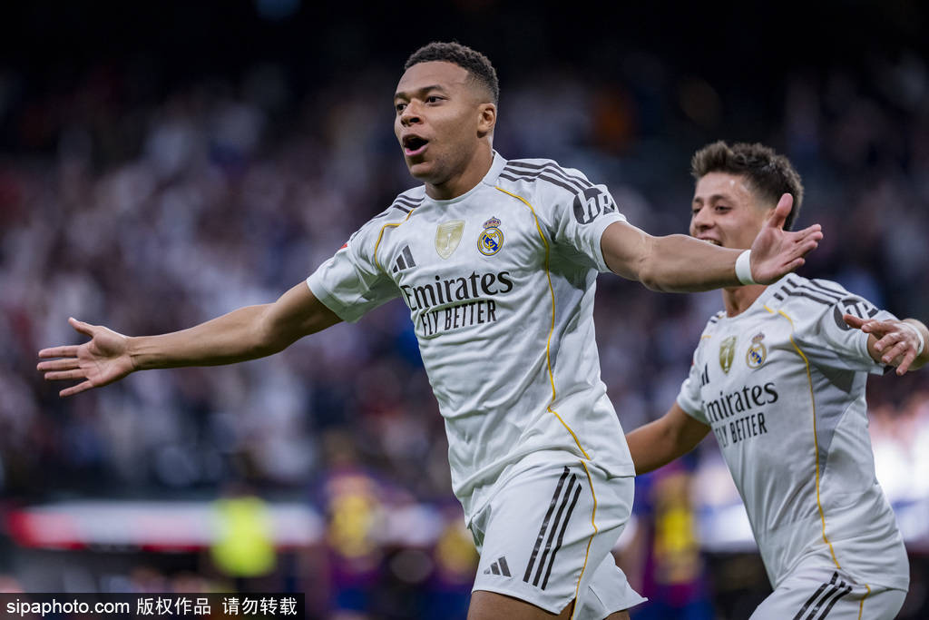 西甲-姆巴佩破门+失点贝林厄姆建功 皇马2-1胜10人巴萨